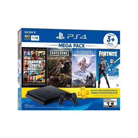 Consola Ps4 Slim 1 Tb Mega Pack C/3 Jueg...-Planetadevideojuegos-Sony